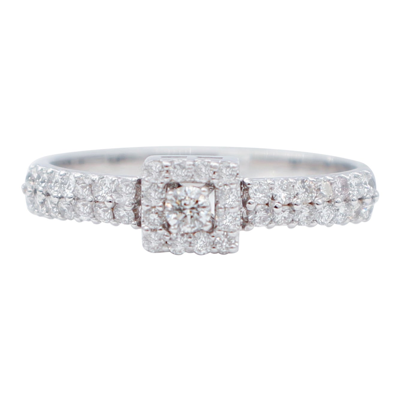 White Diamonds, 18 Karat White Gold Engagement Ring