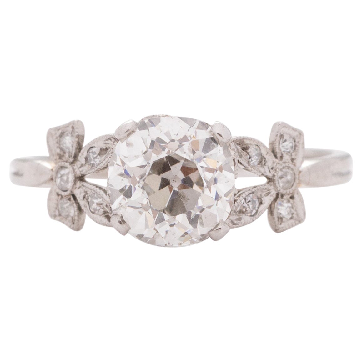 GIA Certified 1.62 Carat Edwardian Diamond Platinum Engagement Ring For Sale