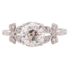 GIA Certified 1.62 Carat Edwardian Diamond Platinum Engagement Ring