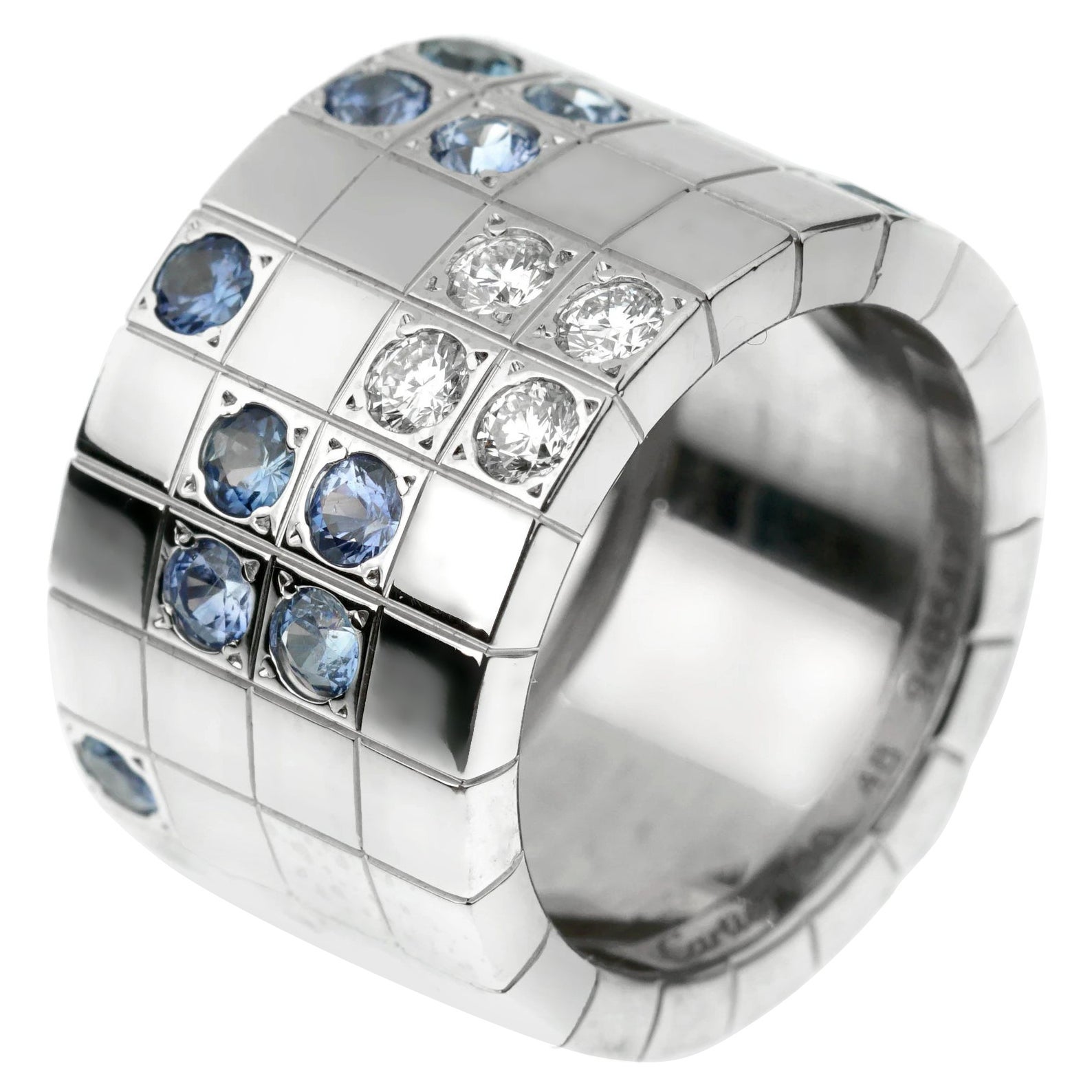Cartier Lanieres Sapphire Diamond White Gold Ring For Sale