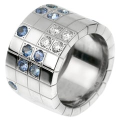 Vintage Cartier Lanieres Sapphire Diamond White Gold Ring