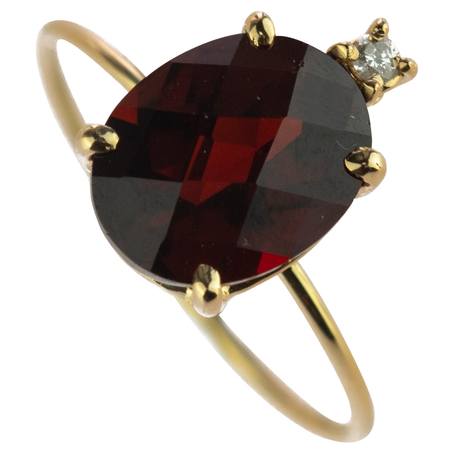 Intini Jewels Faceted Garnet Diamond 18 Karat Yellow Gold Handmade Modern  Ring For Sale at 1stDibs