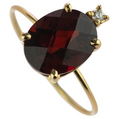 Intini Jewels Faceted Garnet Diamond 18 Karat Yellow Gold Handmade Modern Ring
