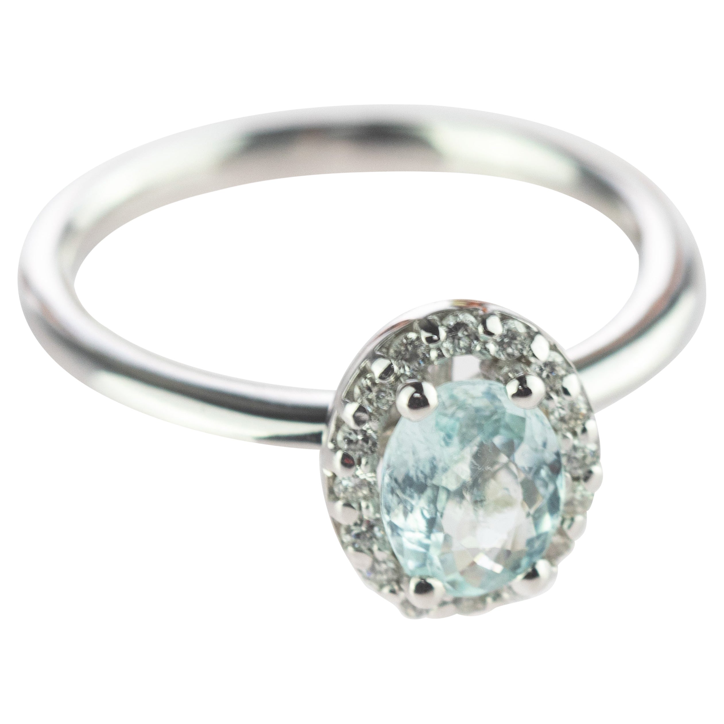 Intini Jewels Tourmaline Paraiba Diamond 18 Karat White Gold Oval Handmade Ring