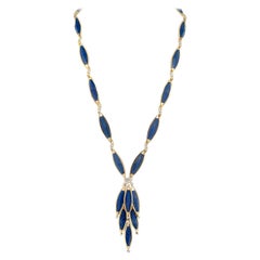 Vintage Diamond, Lapis Lazuli Gold Necklace