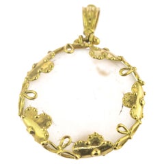 Intini Jewels Quartz Rock Crystal 18 Karat Flower Gold Handmade Pendant