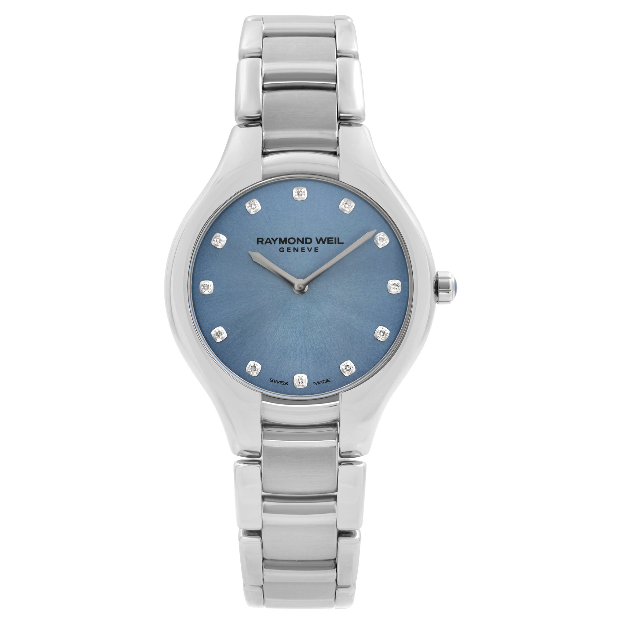 Raymond Weil Noemia Stainless Steel Blue Diamond Dial Ladies Watch 5132-ST-50081 For Sale