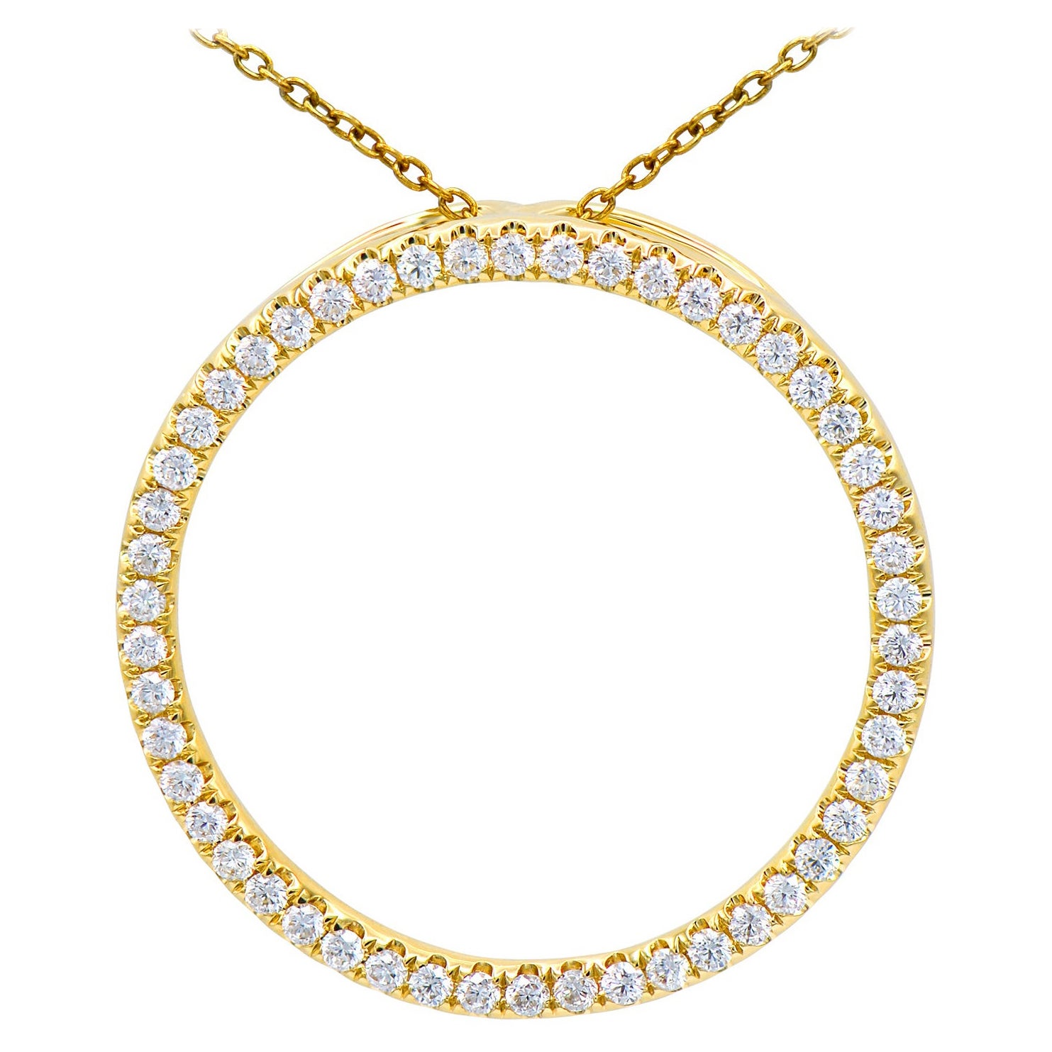 14K Yellow Gold Circle Diamond Pendant