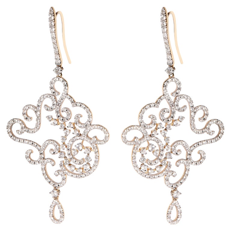 Casato Gioielli 18 Karat Gold Lace Earrings Set with Diamonds For Sale at  1stDibs