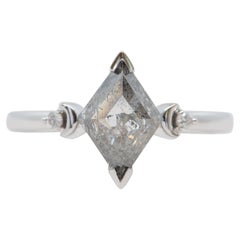 1.34ct Kite-Shaped Salt and Pepper Diamond 14K White Gold Engagement Ring AD2409