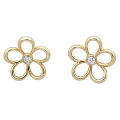 Tiffany & Co. Diamant 18 Karat Gold Offene Blumenohrringe