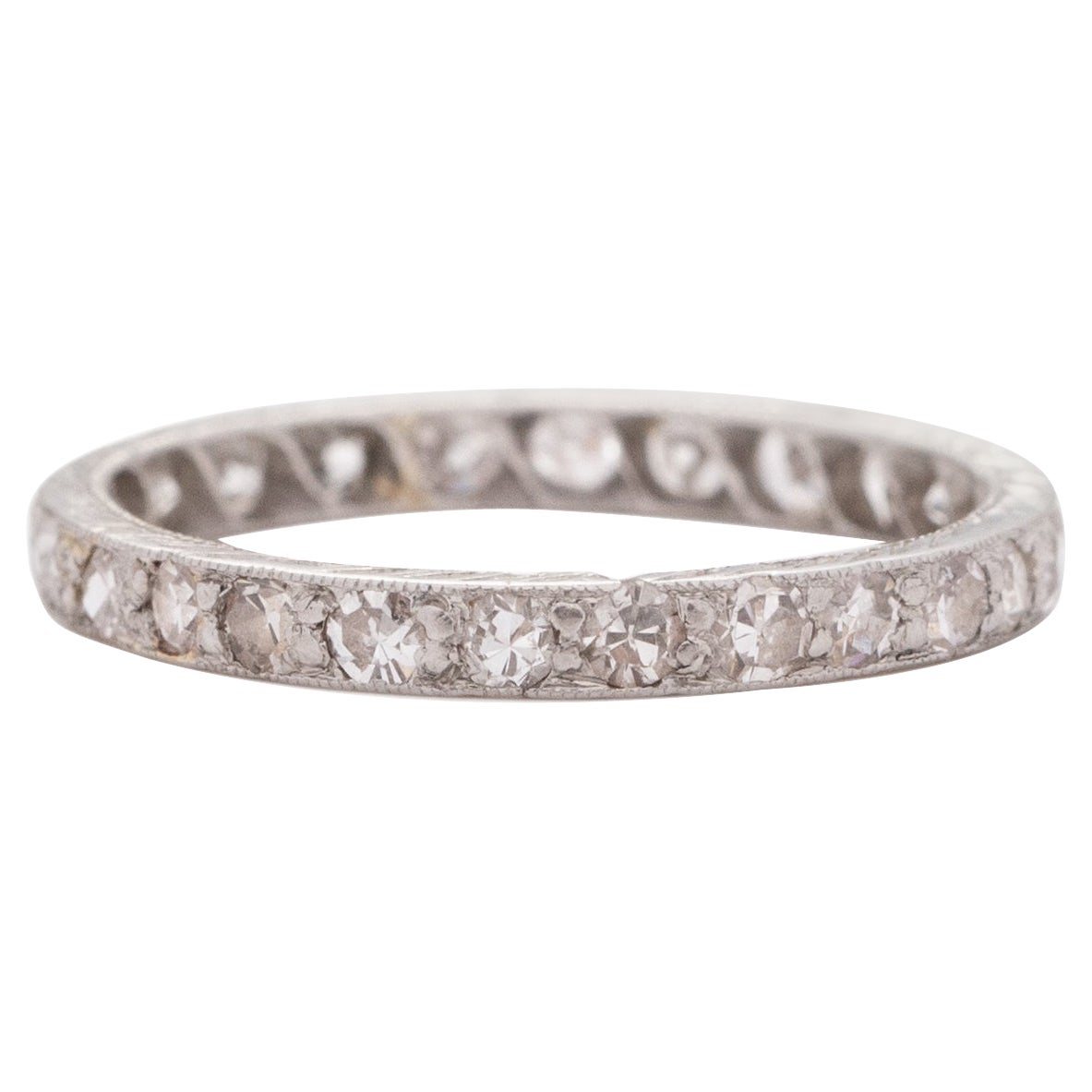 .75 Carat Art Deco Diamond Platinum Wedding Band For Sale