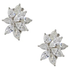 8.70 Carat Diamond Cluster Floral Earrings Platinum in Stock