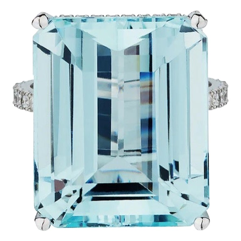 16.96ct Aquamarine & Diamond Cocktail Ring 