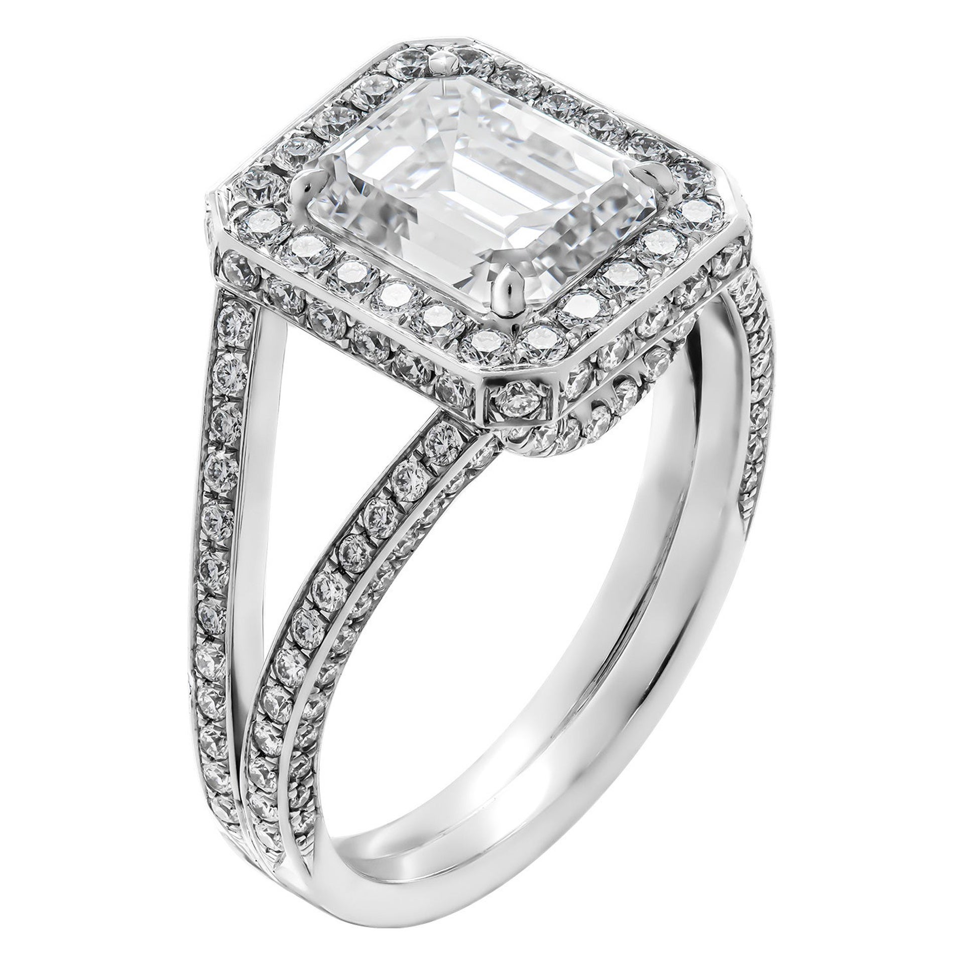 GIA Certified 2.01 Carat Emerald Cut Diamond Engagement Ring For Sale