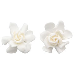 JAR Large White Gardenia Earrings