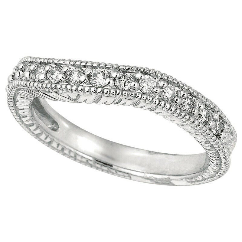 0,38 Quilates Anillo de Diamante Natural G SI 14K Oro Blanco