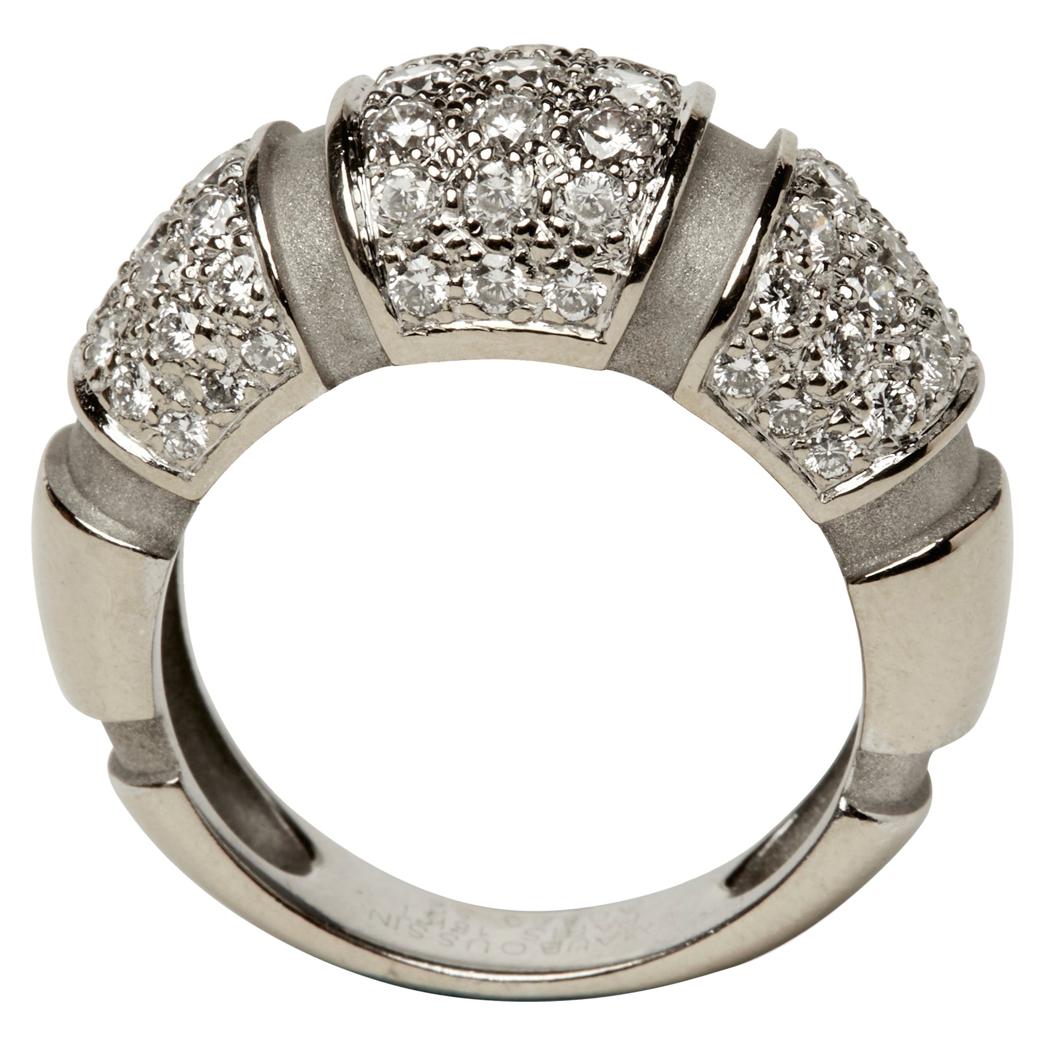 Mauboussin 18k White Gold and Diamond Dome Ring For Sale