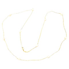 Tiffany & Co Elsa Peretti 18K Gelbgold Perlen durch die Yard-Halskette mit Beutel