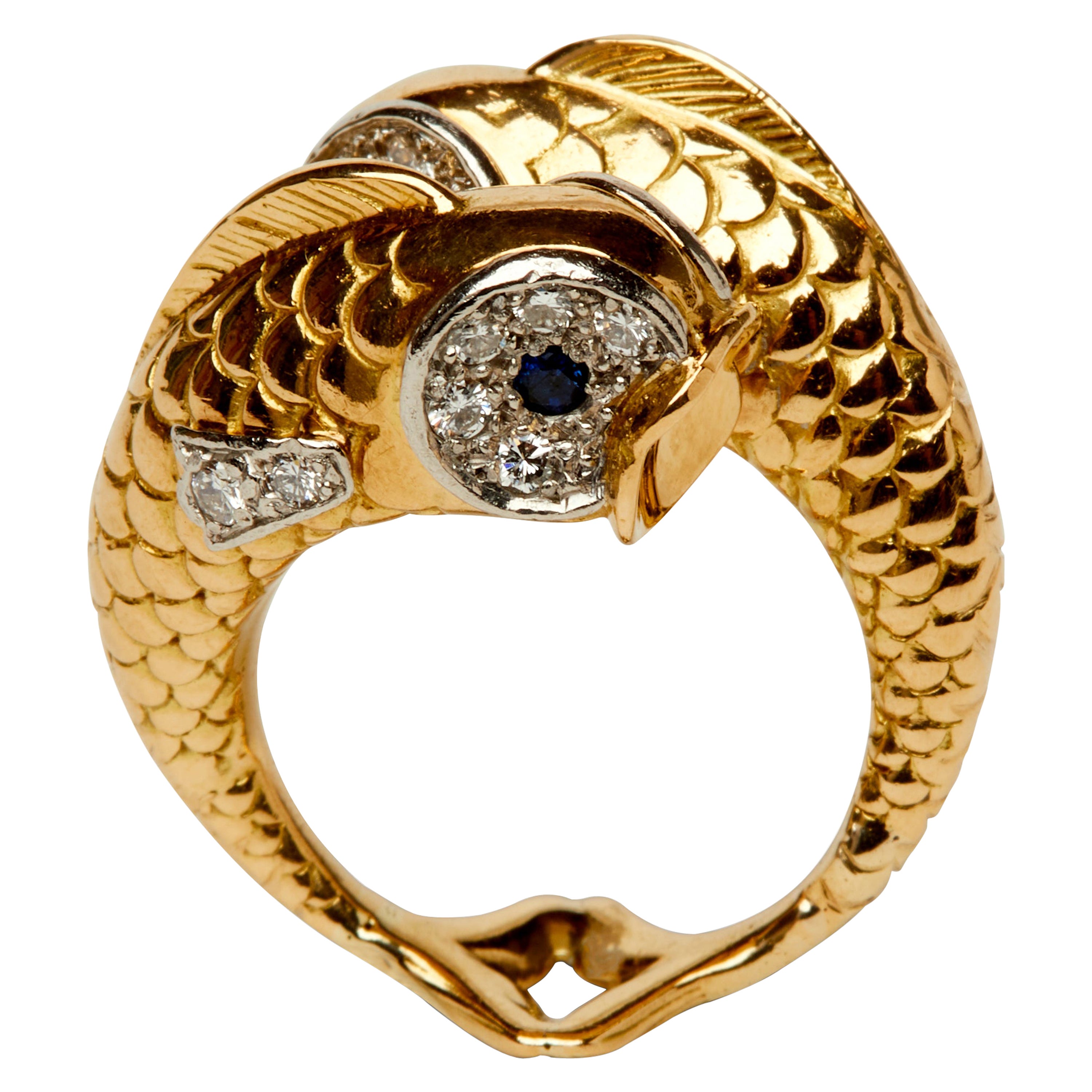 Boucheron 18k Yellow Gold, Diamond, Sapphire Ring