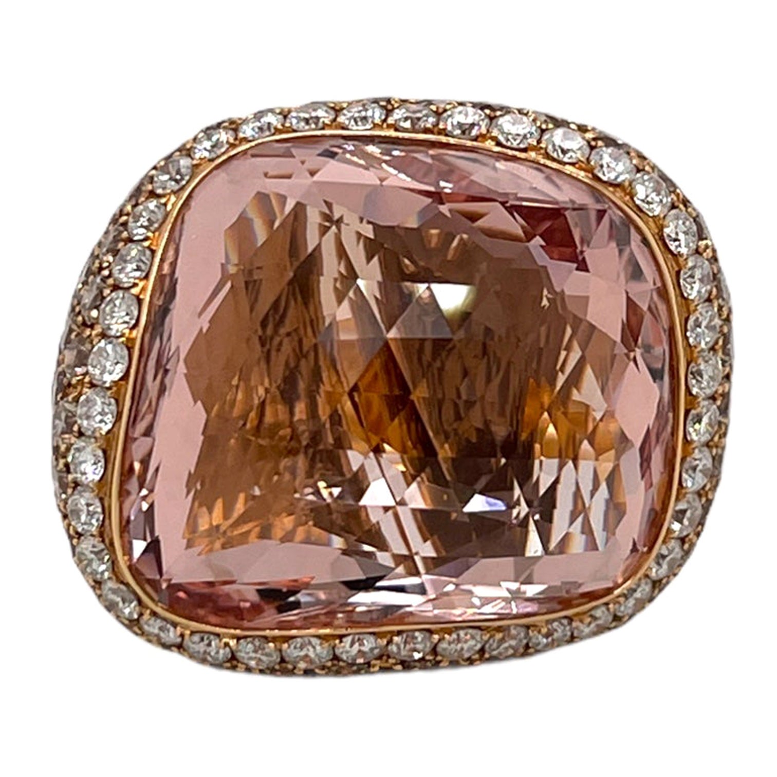Morganite & Champagne Diamond Ring in 18k Rose Gold