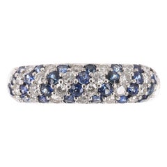 Used 0.90tcw 14K Natural Sapphire & Diamond Cluster Ring Band