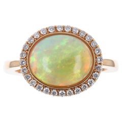 3.41tcw 18K Natural Opal & Diamond Engagement Ring