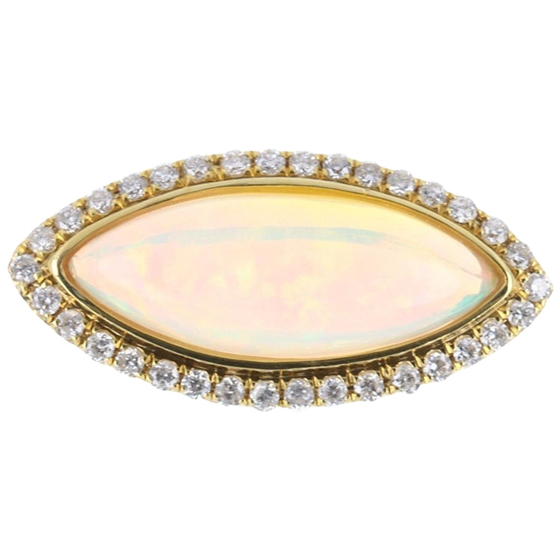 2,75tcw 18K Marquise Opal & Diamant Halo Ost-West-Ring