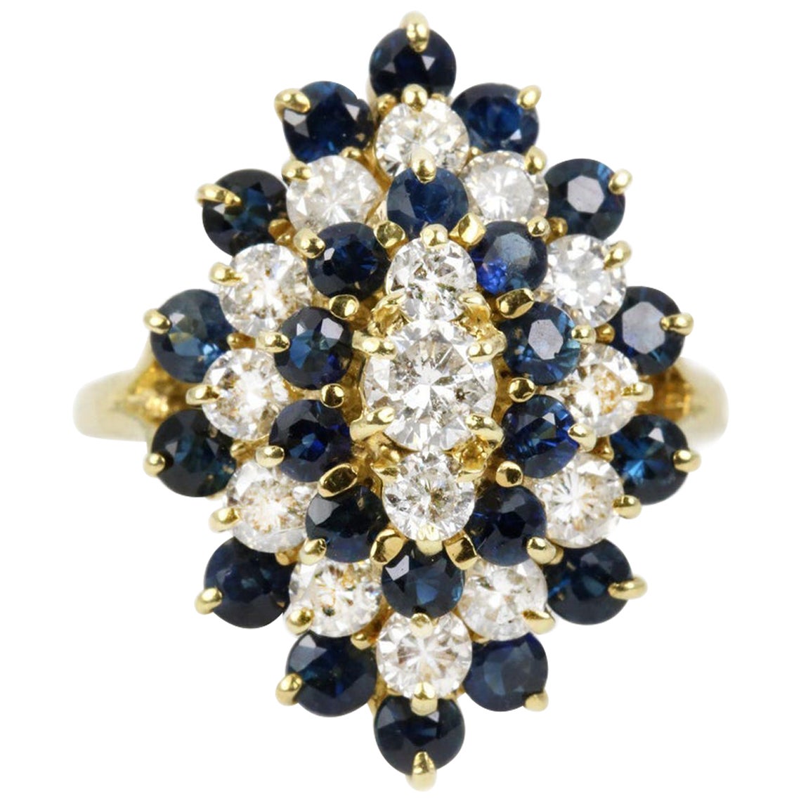 3.0tcw Royal Sapphire & Diamond Cocktail Cluster Ring For Sale