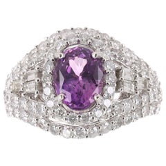 3.05cts 14K Oval Pink Sapphire & Diamond Cocktail Ring