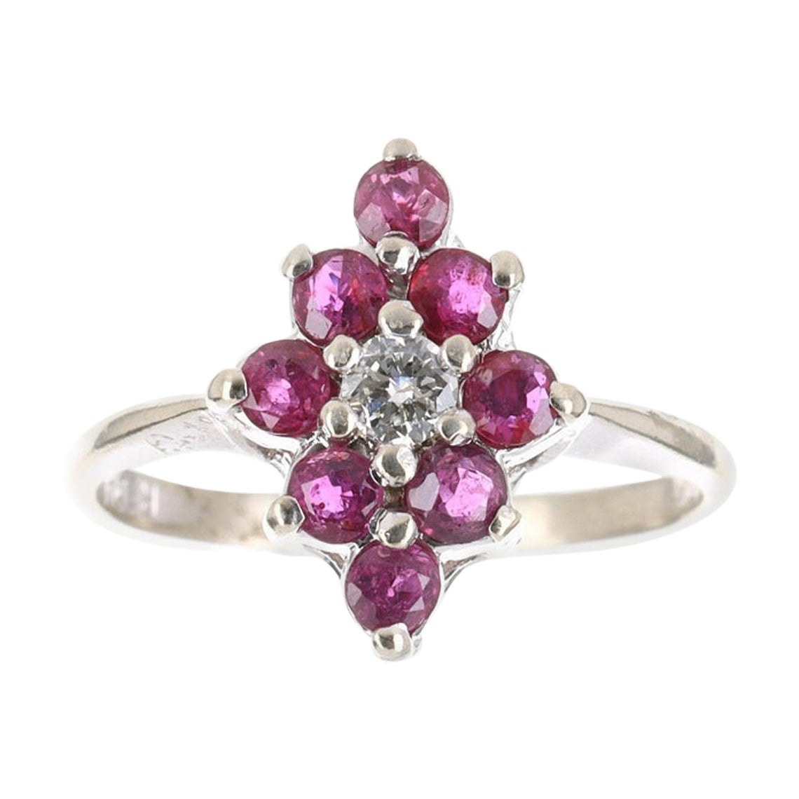 0.90tcw 14K Natural Ruby & Diamond Vintage Cocktail Ring For Sale