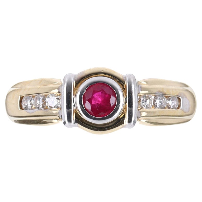 0.50tcw 14K Natural Ruby & Diamond Solitaire w/ Accents Ring