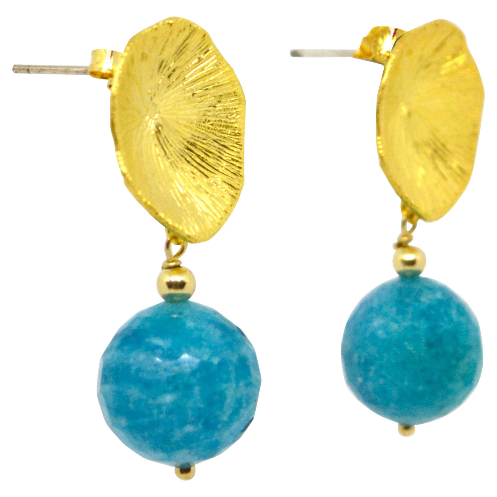 Decadent Jewels Russian Amazonite Faceted Stud Earrings For Sale