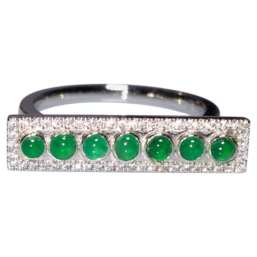 Eostre Type A Vivid Green Jadeite and Diamond Ring in Platinum 950