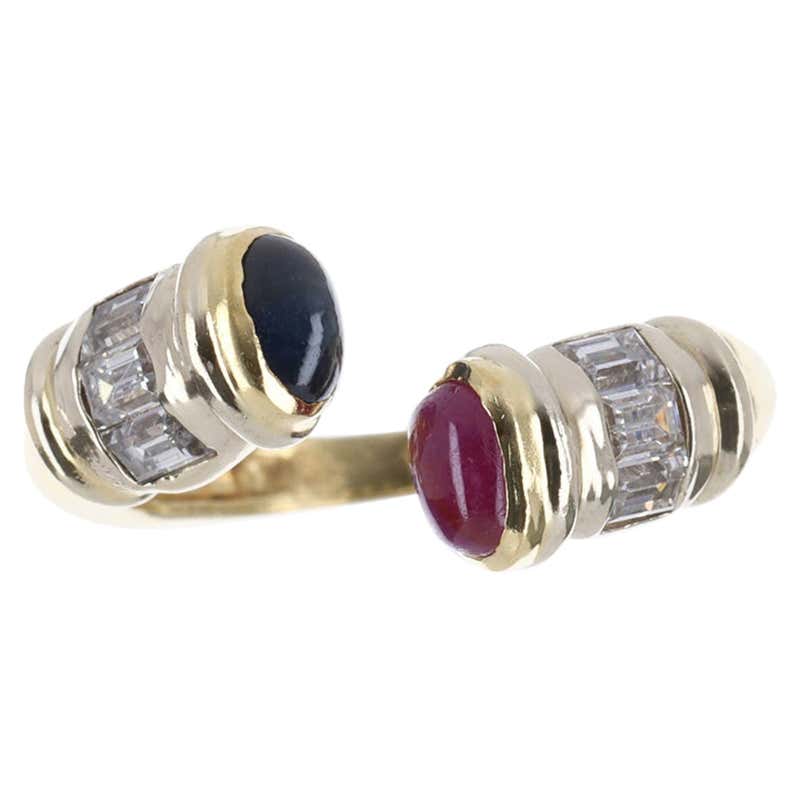 Diamond Ruby Chain Ring For Sale at 1stDibs