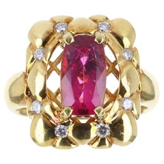 3.60tcw 18K Bague Cocktail Rubellite Naturelle & Diamant