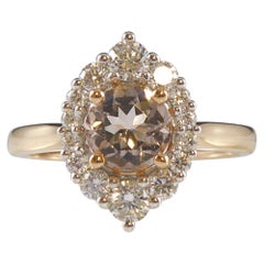 Morganite and Diamond Cluster Ring in a Traditional Style on Rose Gold Band