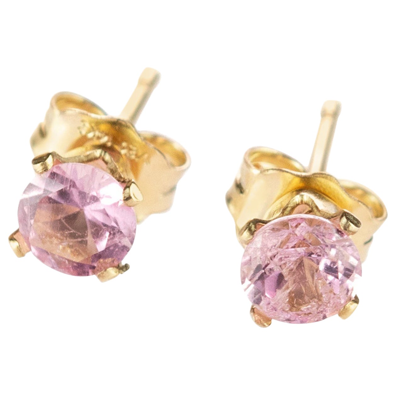 Intini Jewels Pink Tourmaline Point of Light 14 Karat Gold Filled Stud Earrings For Sale