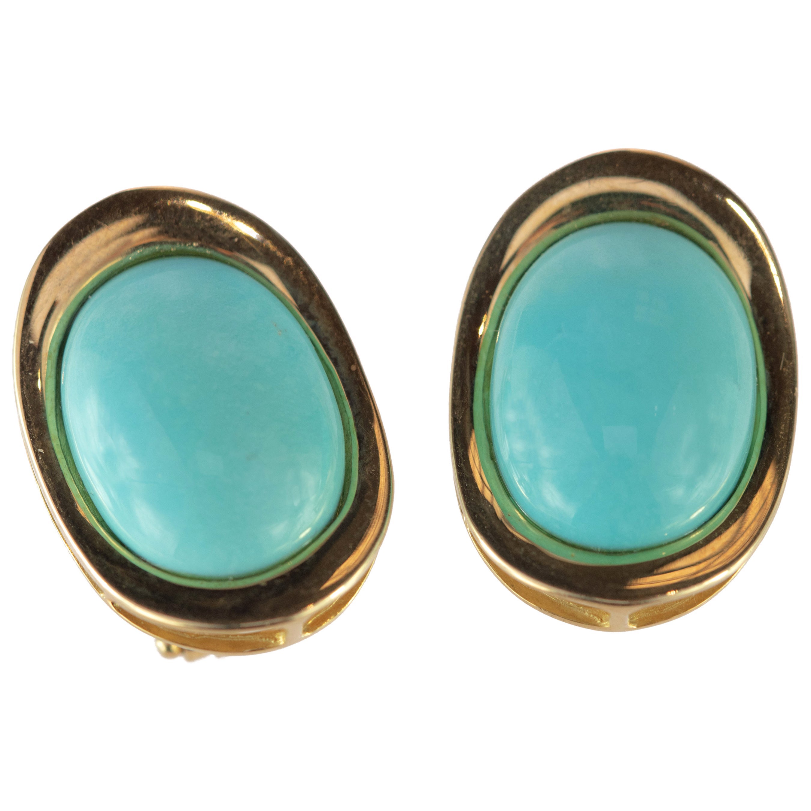 Turquoise Gold Earrings at 1stDibs