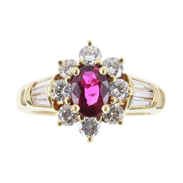 2.06tcw 18K AAA+ Natural Ruby & Diamond Cocktail Ring For Sale