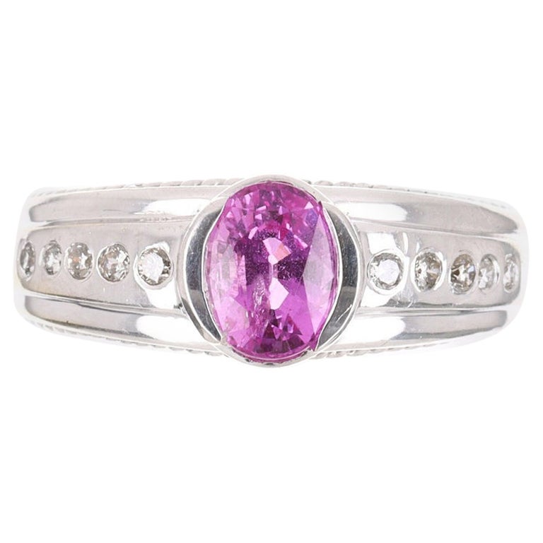 1.20tcw 14K AAA+ Natural Pink Tourmaline & Diamond Ring For Sale
