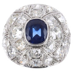 4.60tcw 18K Natural Sapphire & Diamond Vintage Ring 