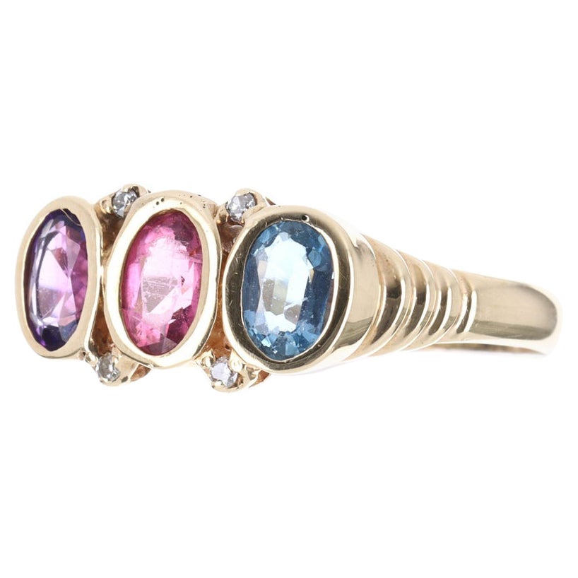 2.70tcw 14K Amethyst Multi-Stone Cocktail Ring For Sale