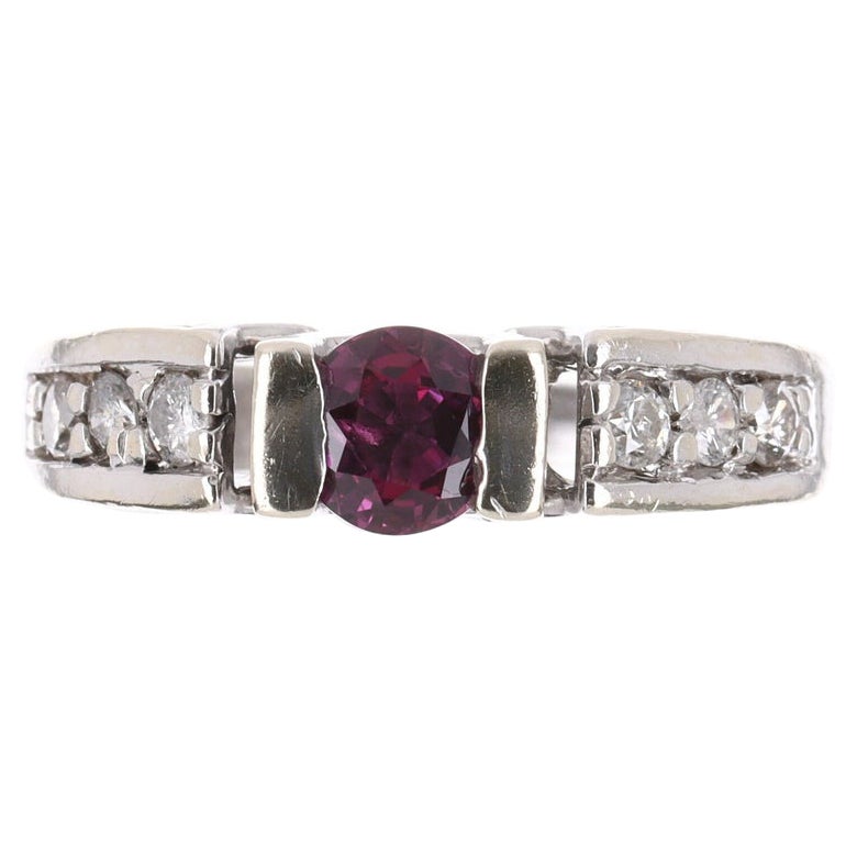 1.14tcw 14K AAA+ Natural Rubellite & Diamond Ring For Sale
