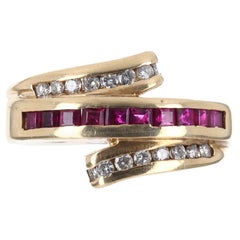 0.68tcw 14K Natural Ruby & Diamond Cocktail Band Ring