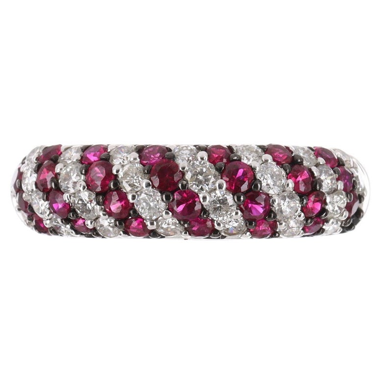 0.90tcw 14K Ruby & Diamond Stacking Ring Band For Sale
