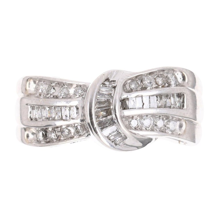 1.0tcw 10K Diamond Baguette Belt Ring en vente