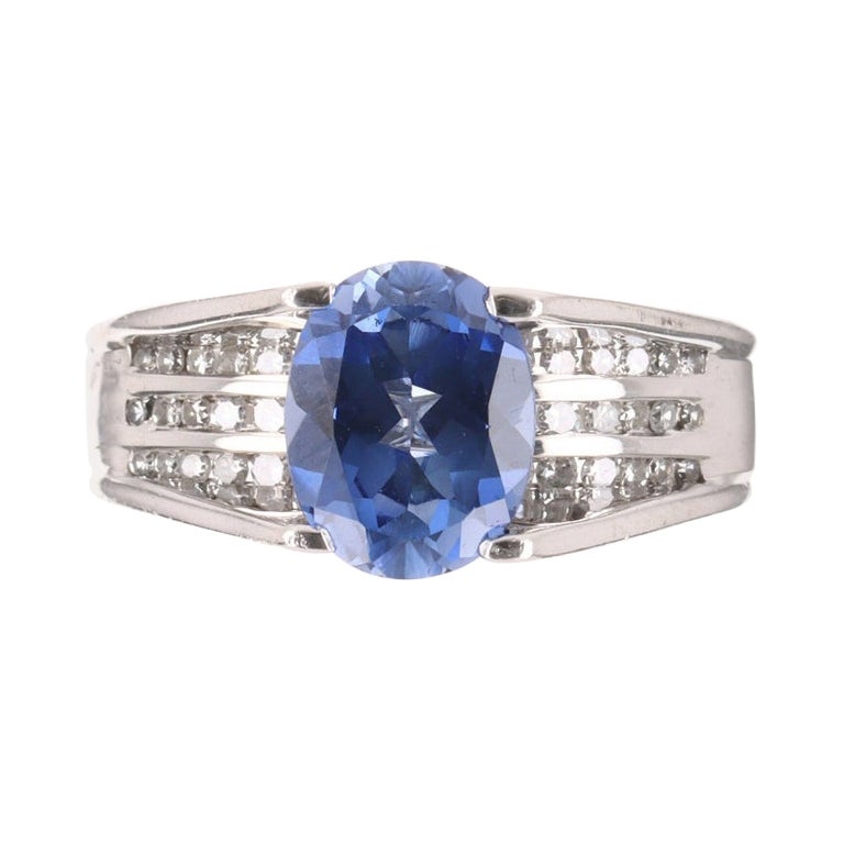 3.06tcw Natural Blue Tanzanite & Diamond Cocktail Ring For Sale