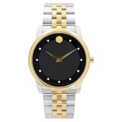 Movado Museum Two-Tone Steel Black Diamond Dial Quartz Mens Watch 0606879