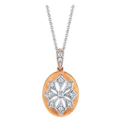 Diamond Pave Pendant in Rose and White Gold with 18-Inch White Gold Chain